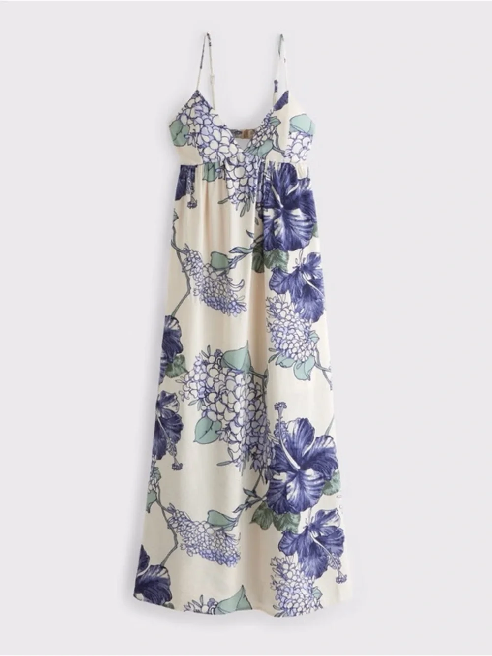 Abercrombie & Fitch Cream Maxi Dress with Blue Floral Print